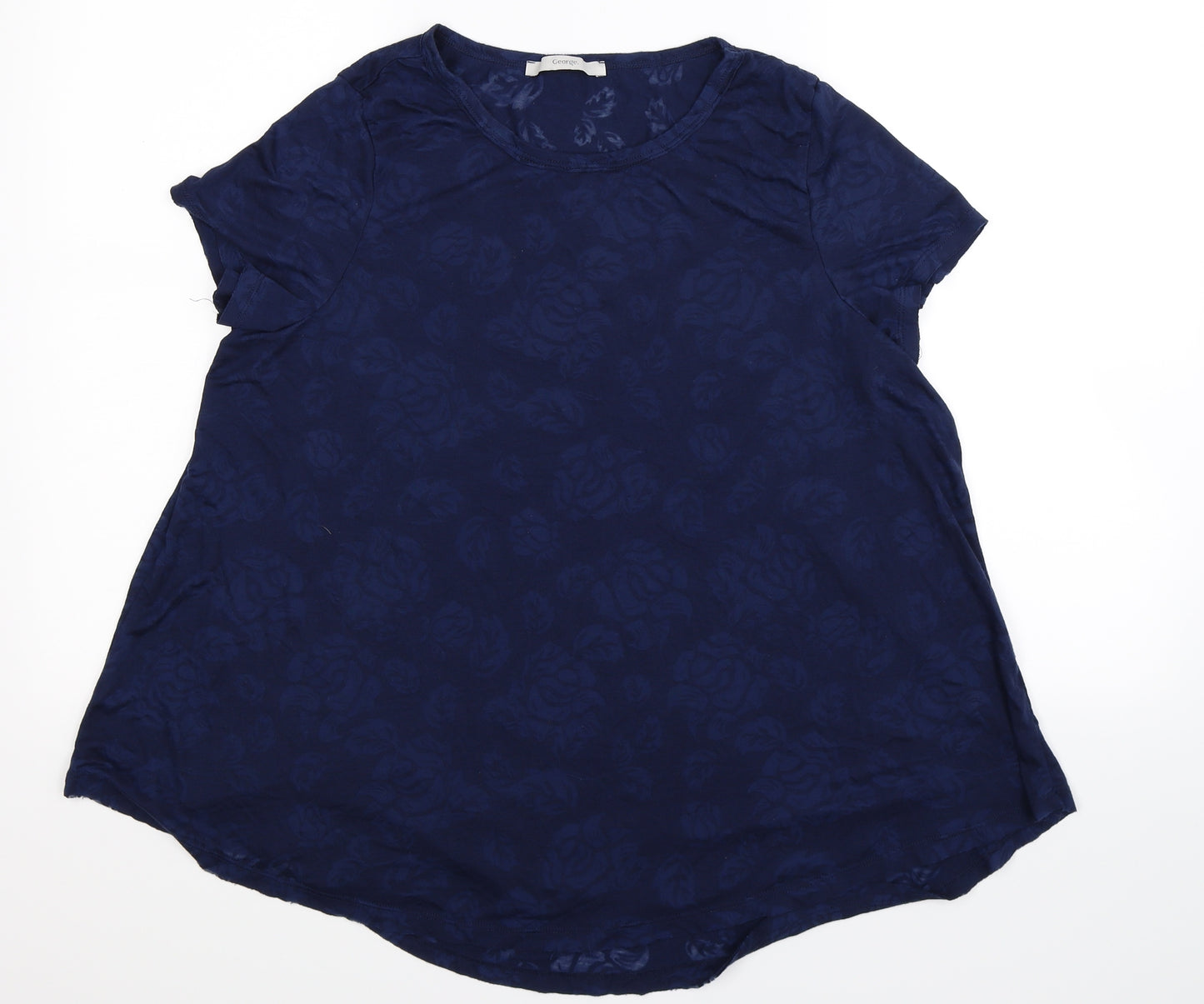 George Womens Blue Floral  Basic T-Shirt Size 16