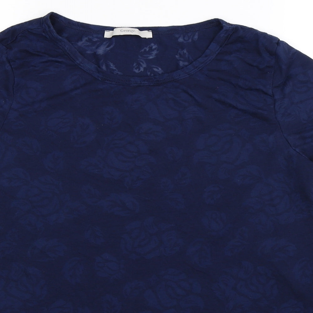 George Womens Blue Floral  Basic T-Shirt Size 16