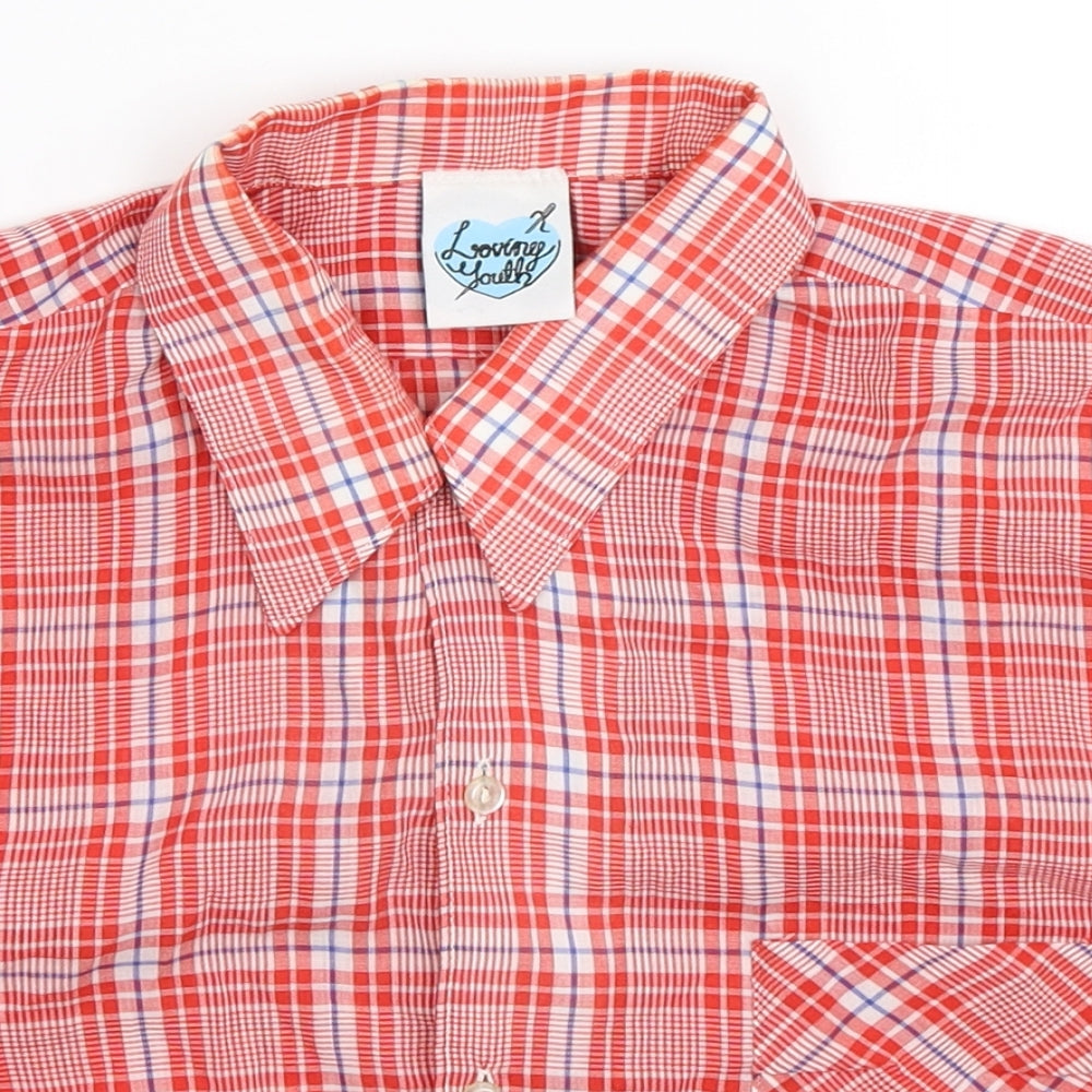 Loving youth Girls Red Check  Basic Button-Up Size L