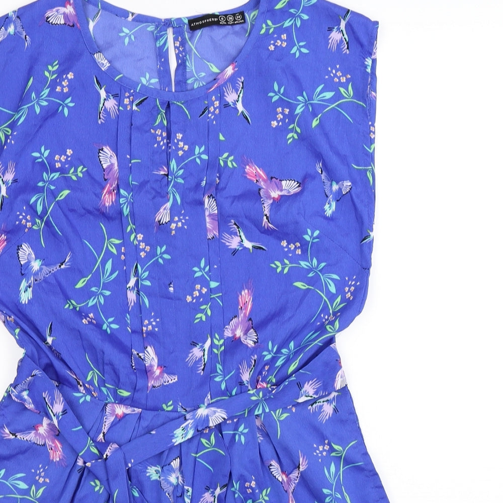 Atmosphere Womens Blue Floral  Playsuit One-Piece Size 8 L4 in