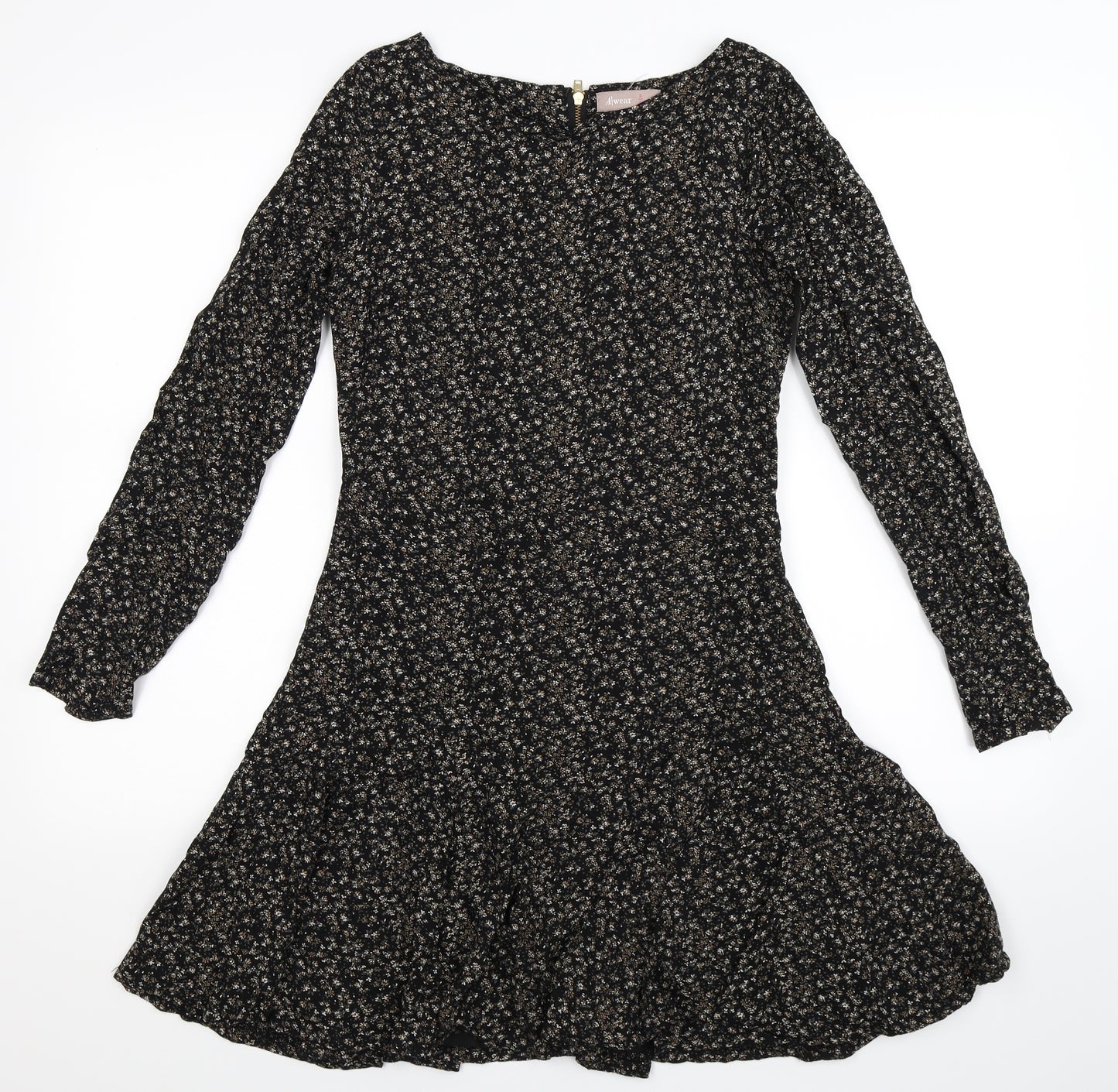 A Wear Womens Black Floral  Fit & Flare  Size 8