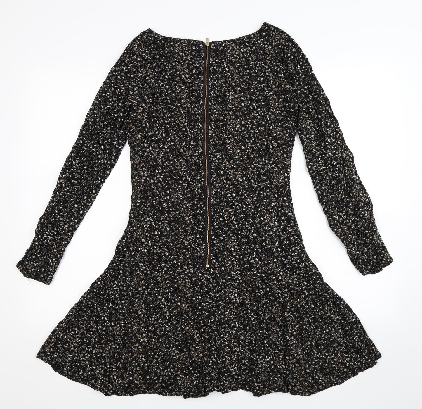 A Wear Womens Black Floral  Fit & Flare  Size 8