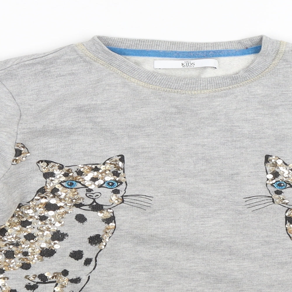 Marks and Spencer Girls Grey   Pullover Sweatshirt Size 10-11 Years