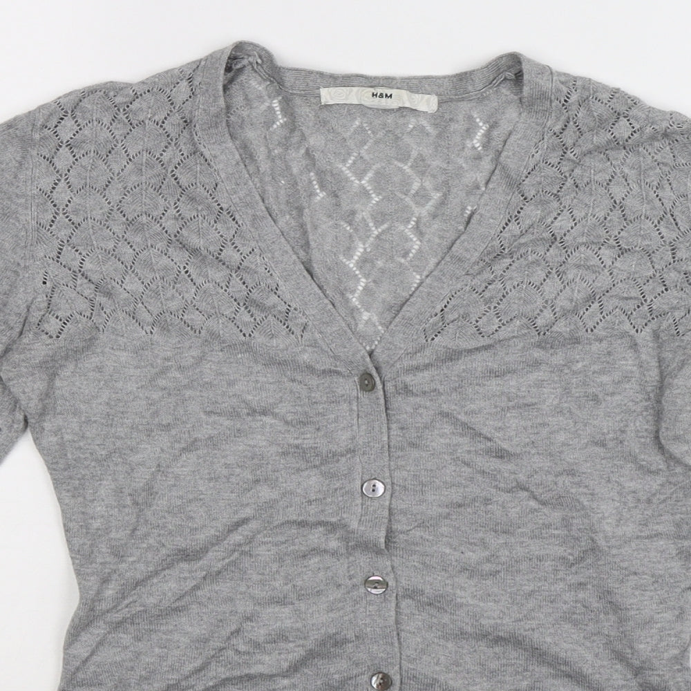 H&M Womens Grey  Knit Cardigan Jumper Size S