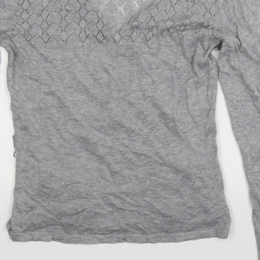H&M Womens Grey  Knit Cardigan Jumper Size S