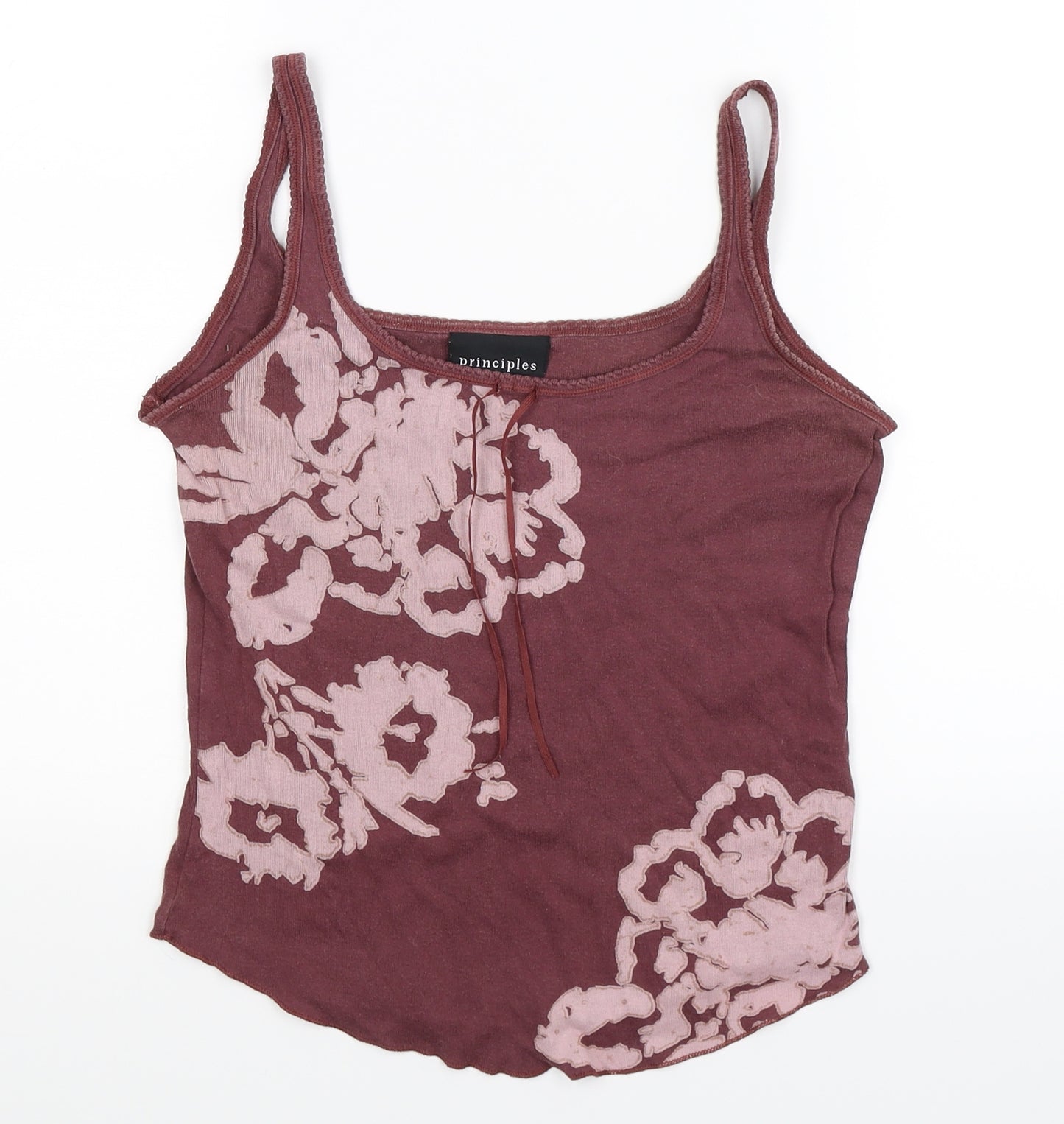 Principles Womens Brown Floral  Basic Tank Size 12