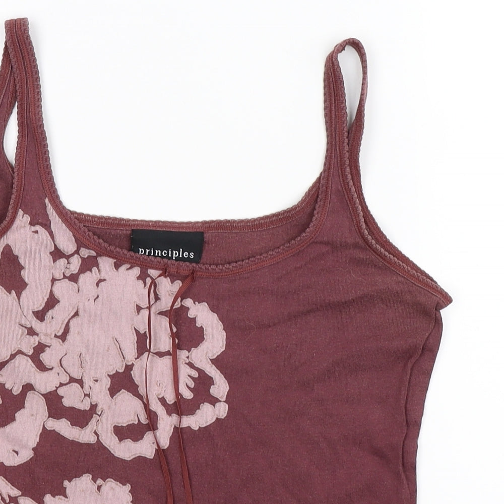Principles Womens Brown Floral  Basic Tank Size 12