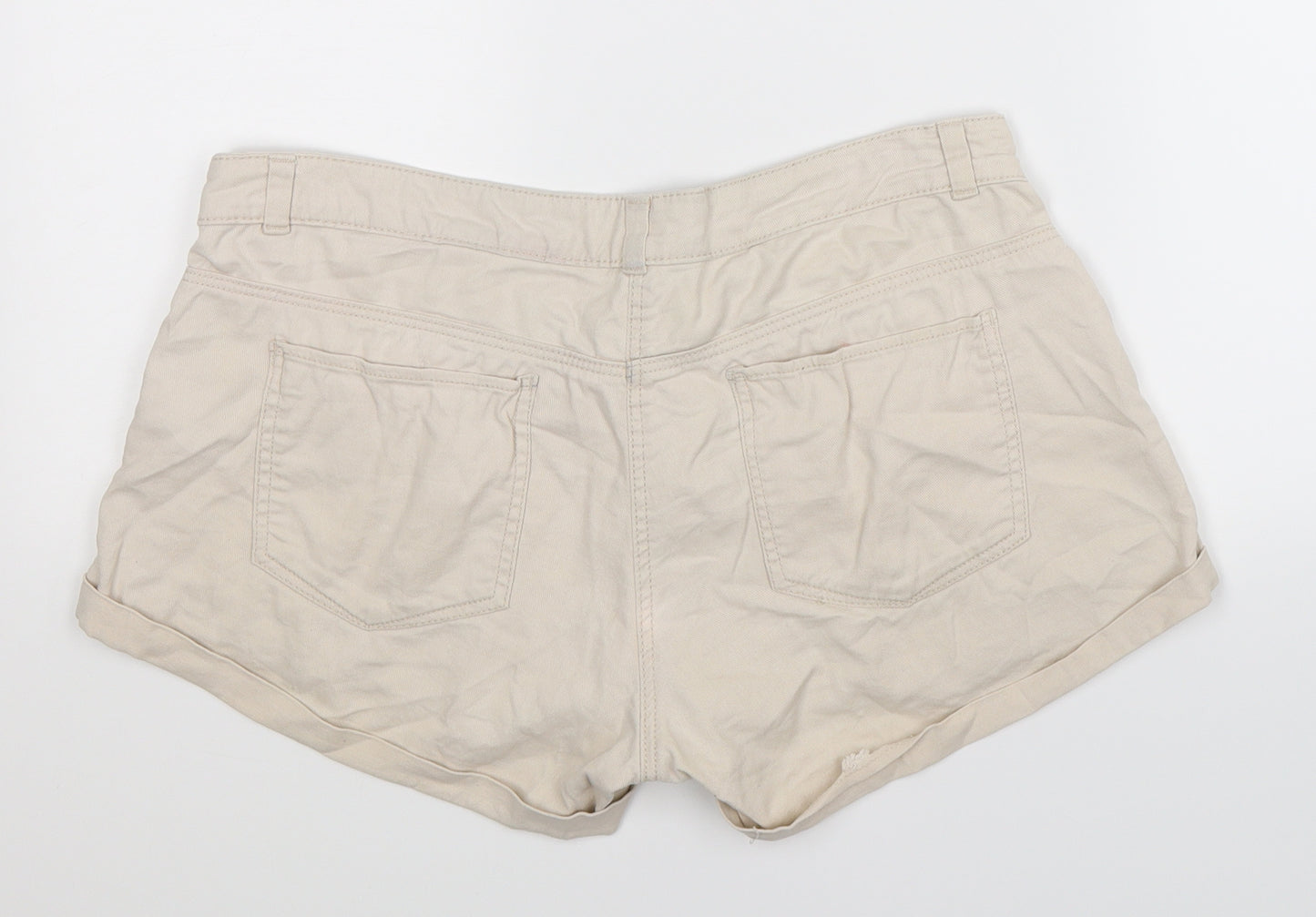 H&M Womens Beige  Denim Hot Pants Shorts Size 12