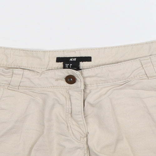 H&M Womens Beige  Denim Hot Pants Shorts Size 12