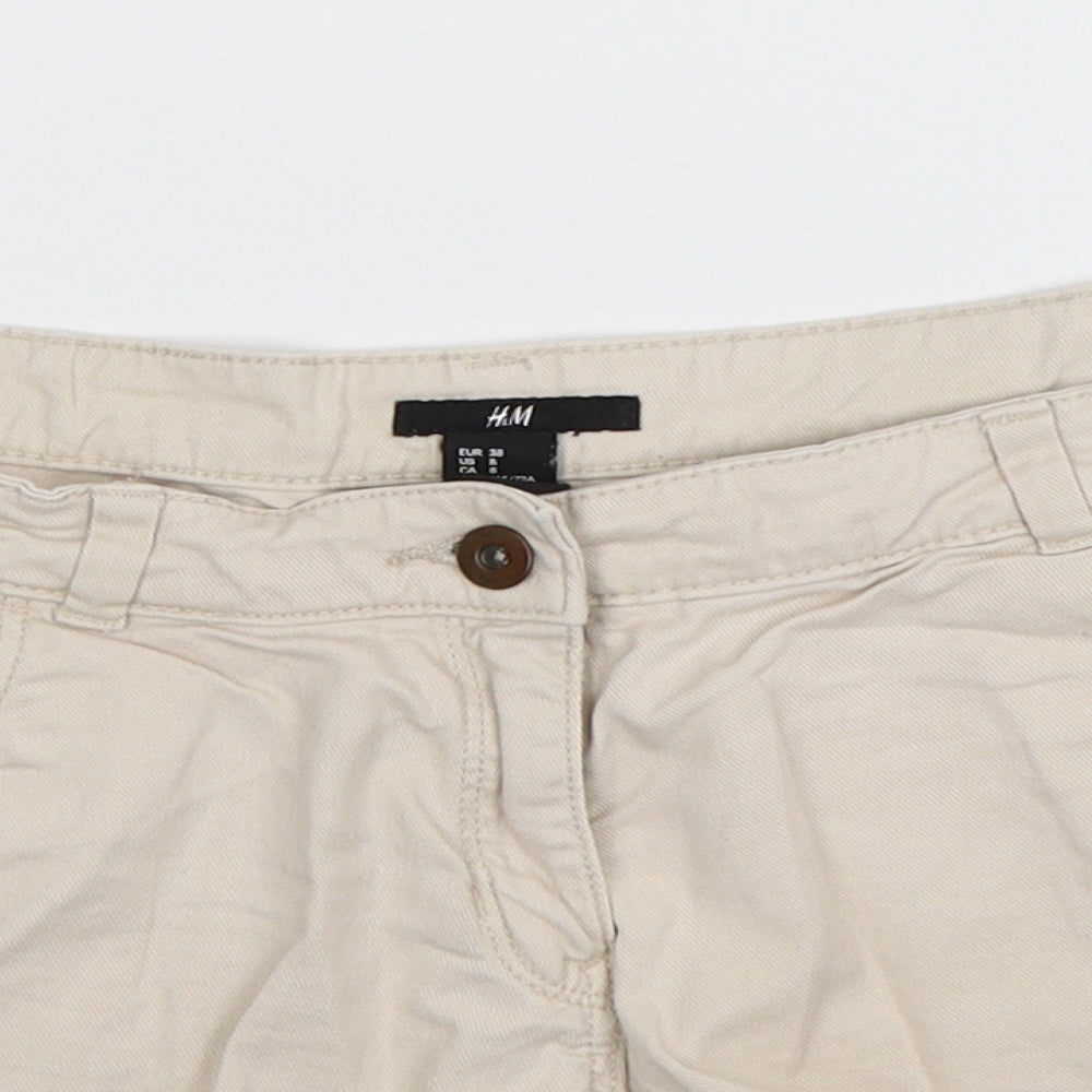 H&M Womens Beige  Denim Hot Pants Shorts Size 12