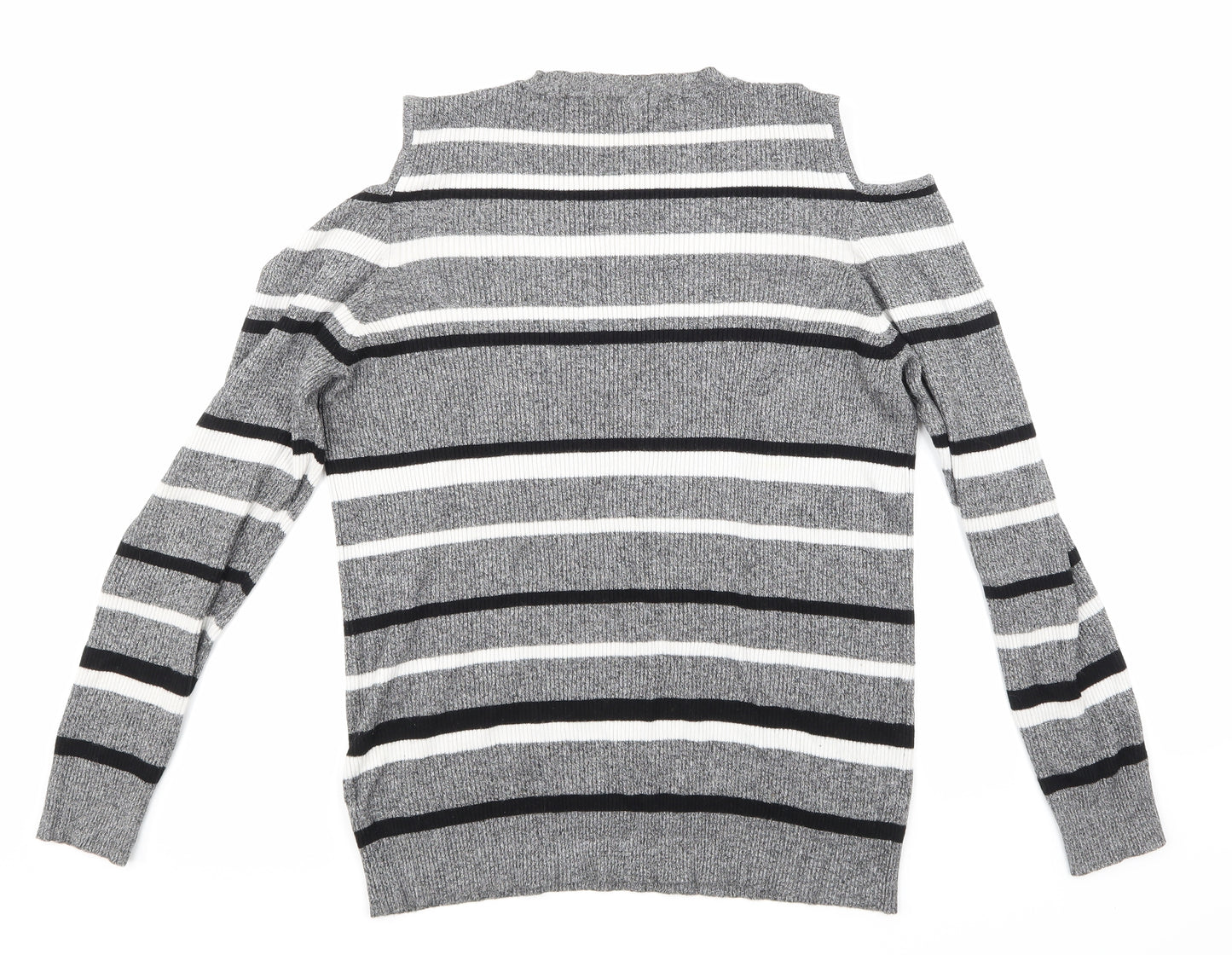 F&F Womens Grey Striped Knit Pullover Jumper Size 18