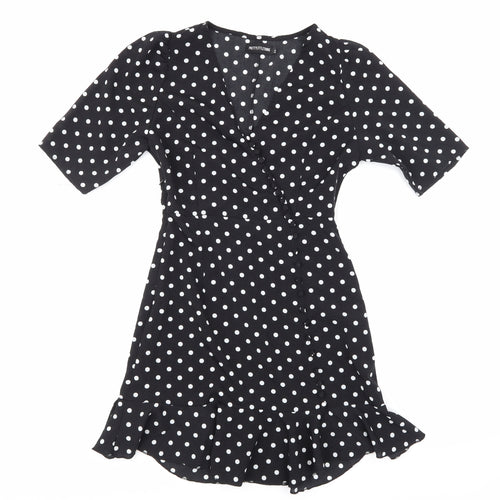 Pretty Little Thing Womens Black Polka Dot  A-Line  Size 2