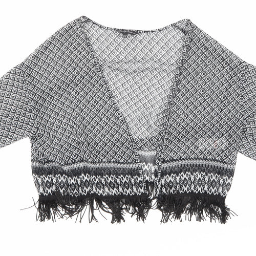 Candy Couture Girls Black Geometric  Basic Blouse Size 10-11 Years