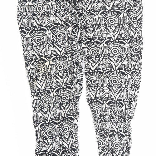 Lustre Womens Black Geometric  Trousers  Size 14 L24 in