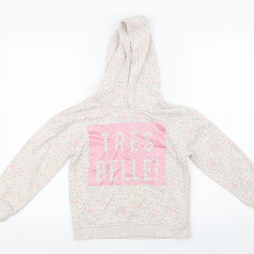 Primark Girls Grey Floral  Pullover Hoodie Size 7-8 Years