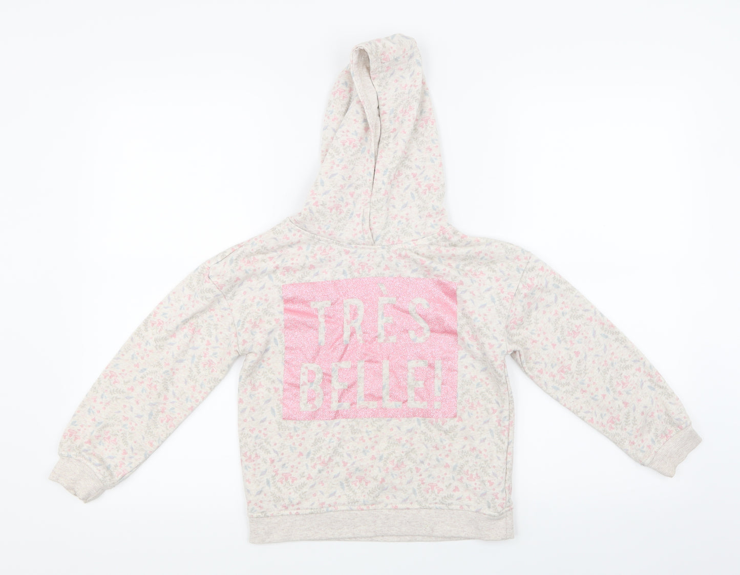 Primark Girls Grey Floral  Pullover Hoodie Size 7-8 Years