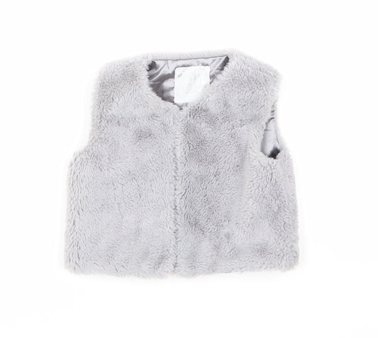 Front view of Young Dimension girls’ grey gilet coat, size 2-3, years