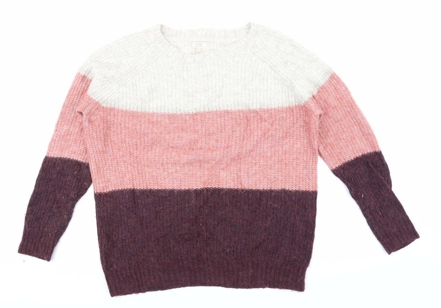 Fat Face Womens Pink Striped Knit Pullover Jumper Size 14