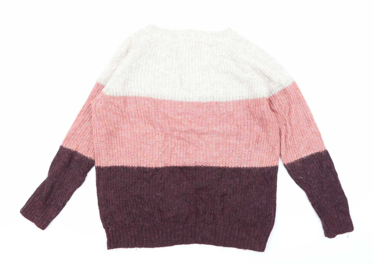 Fat Face Womens Pink Striped Knit Pullover Jumper Size 14