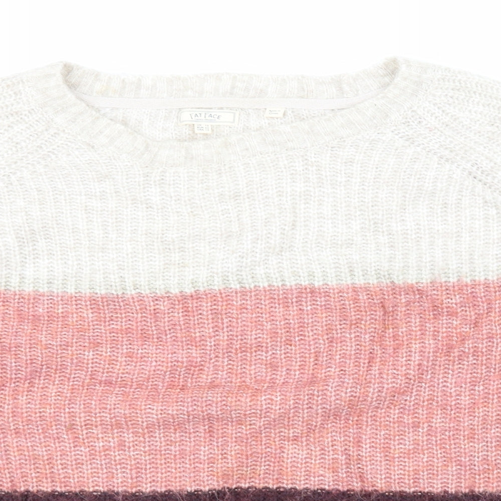 Fat Face Womens Pink Striped Knit Pullover Jumper Size 14