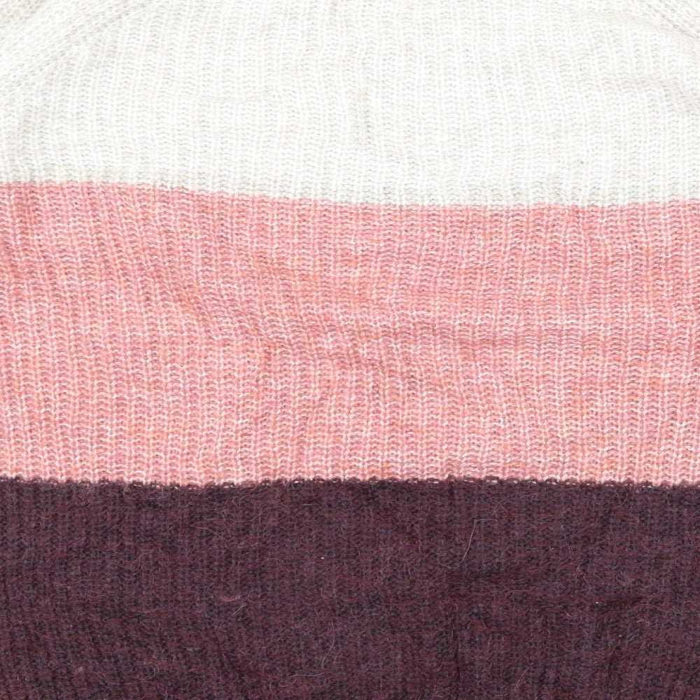 Fat Face Womens Pink Striped Knit Pullover Jumper Size 14