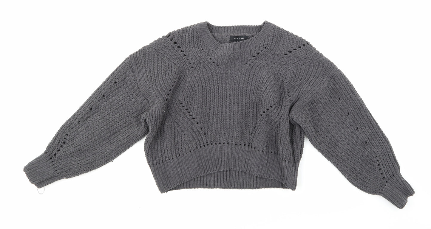 New Look Womens Grey  Knit Pullover Jumper Size M