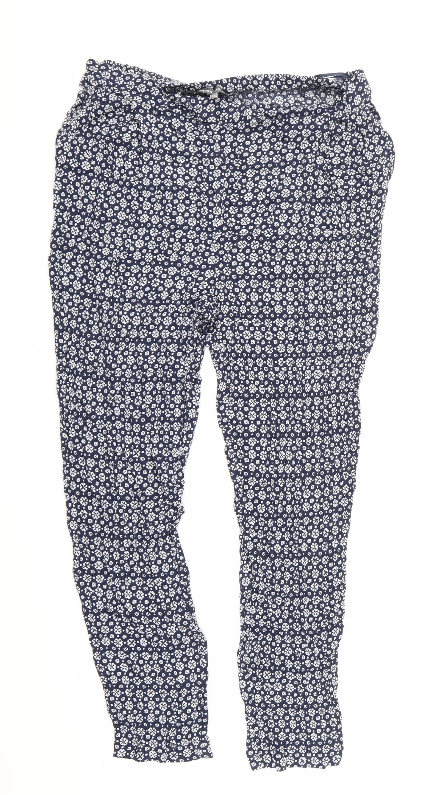 Laura Ashley Womens Blue Geometric  Trousers  Size 16 L26 in