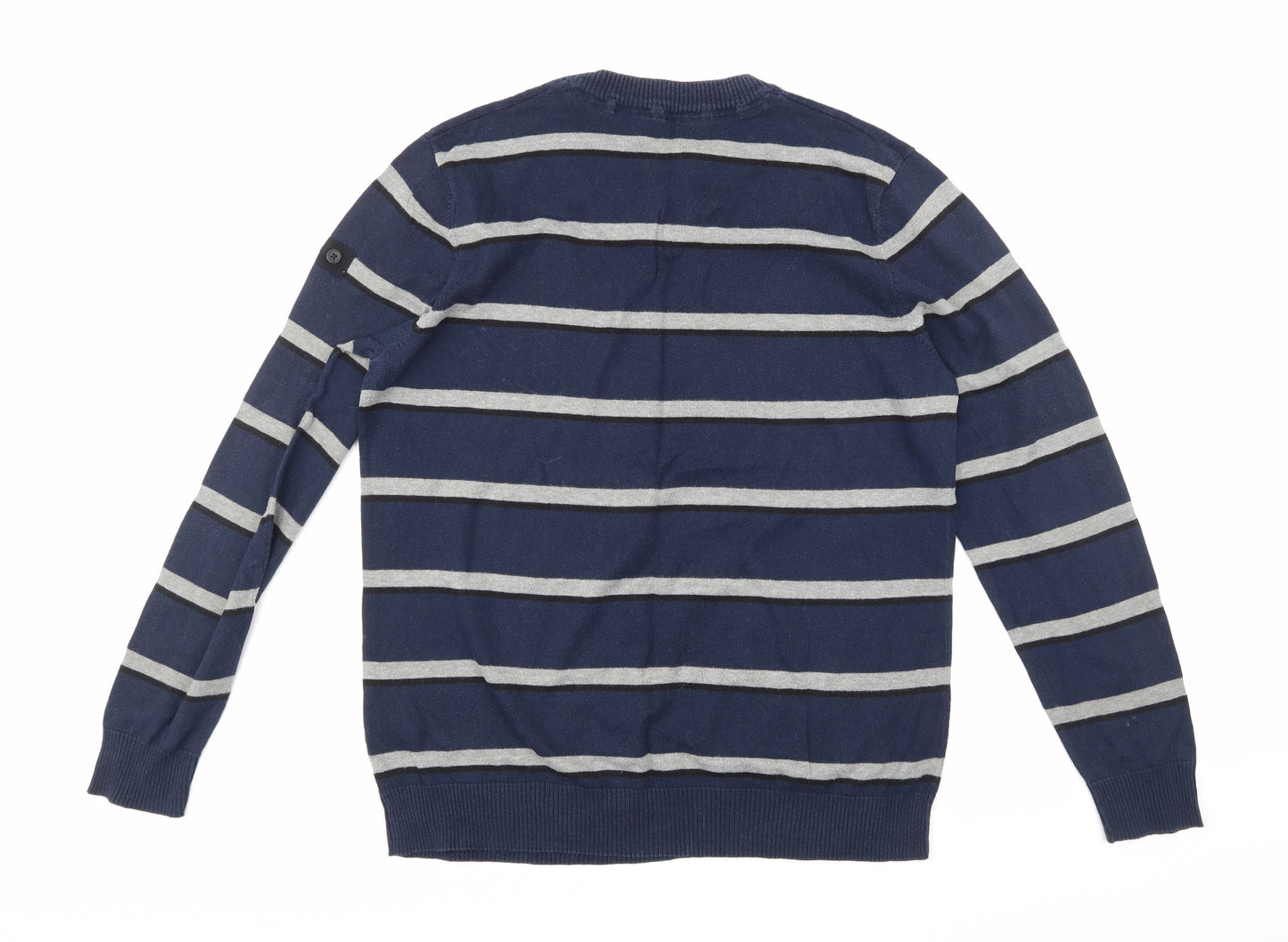 Dissident Mens Blue Striped  Pullover Jumper Size L