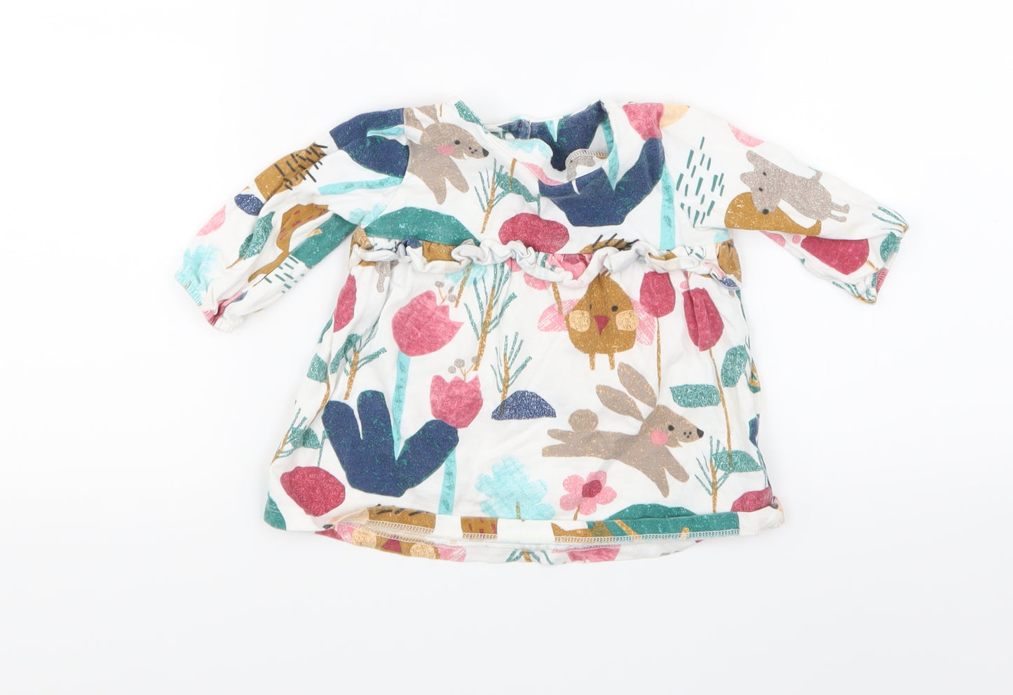 Marks and Spencer Girls White Floral  Basic T-Shirt Size 3-6 Months
