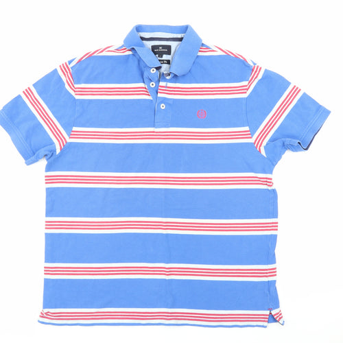 Blue Harbour Mens Blue Striped   Polo Size L