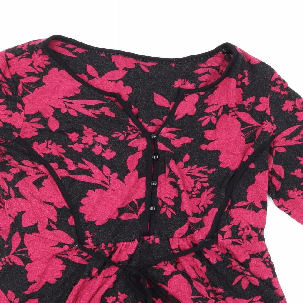 George Womens Black Floral  Basic T-Shirt Size 16
