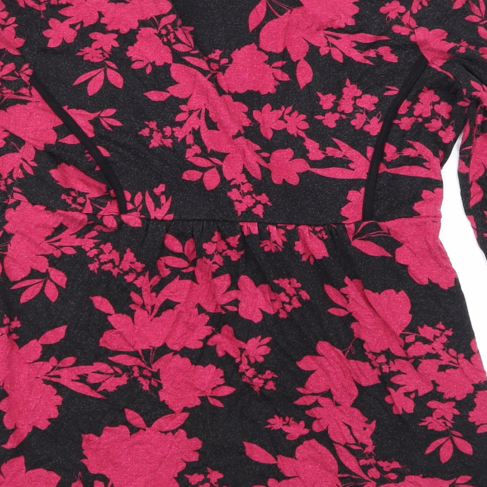 George Womens Black Floral  Basic T-Shirt Size 16