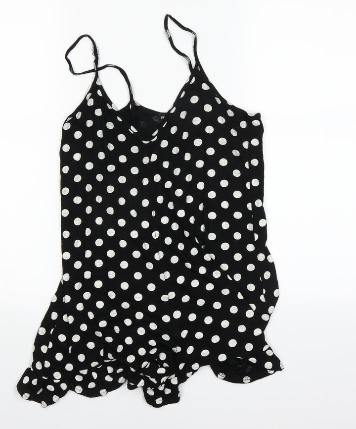PRETTYLITTLETHING Womens Black Polka Dot Basic Tank Size 8