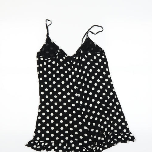 PRETTYLITTLETHING Womens Black Polka Dot  Basic Tank Size 8