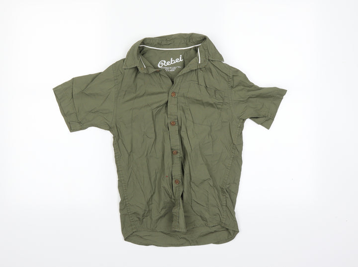 Rebel Boys Green Basic Button-Up Size 9-10 Years