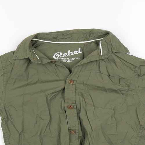 Rebel Boys Green   Basic Button-Up Size 9-10 Years