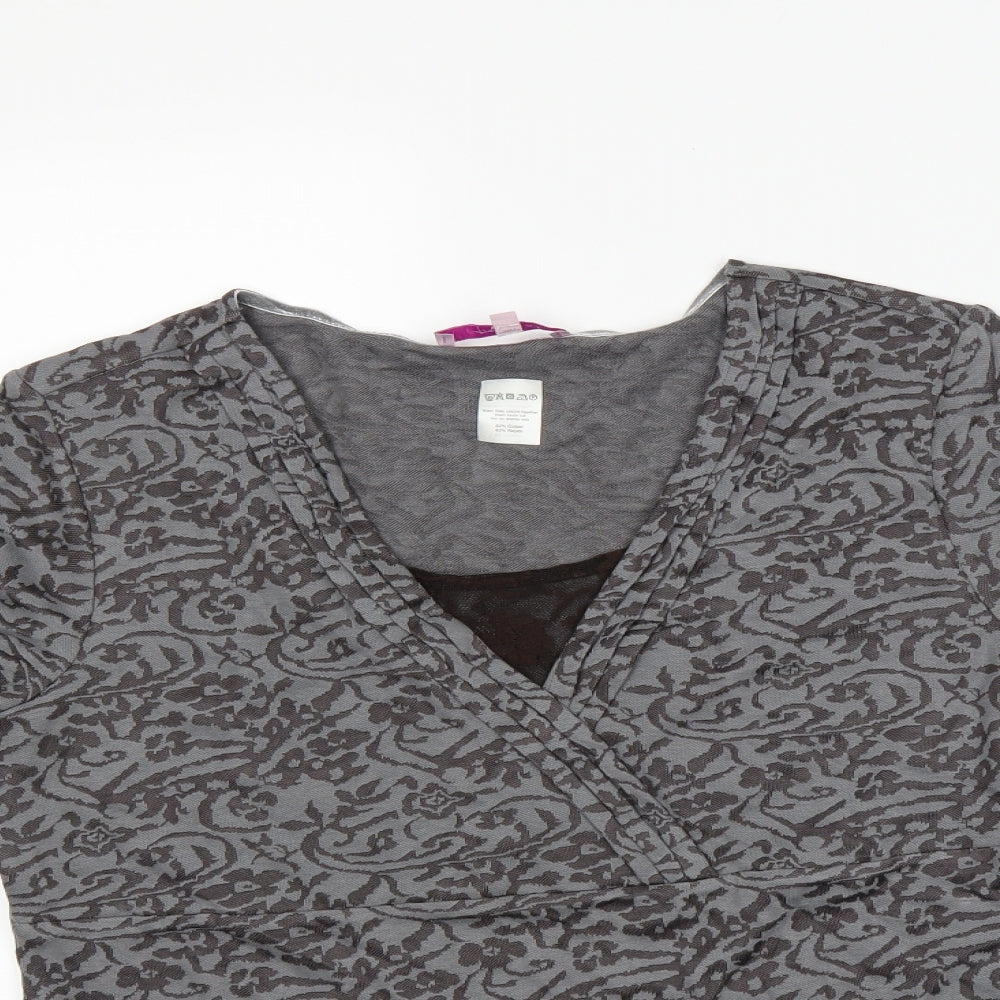 peruna Womens Grey Floral  Jersey T-Shirt Size 14