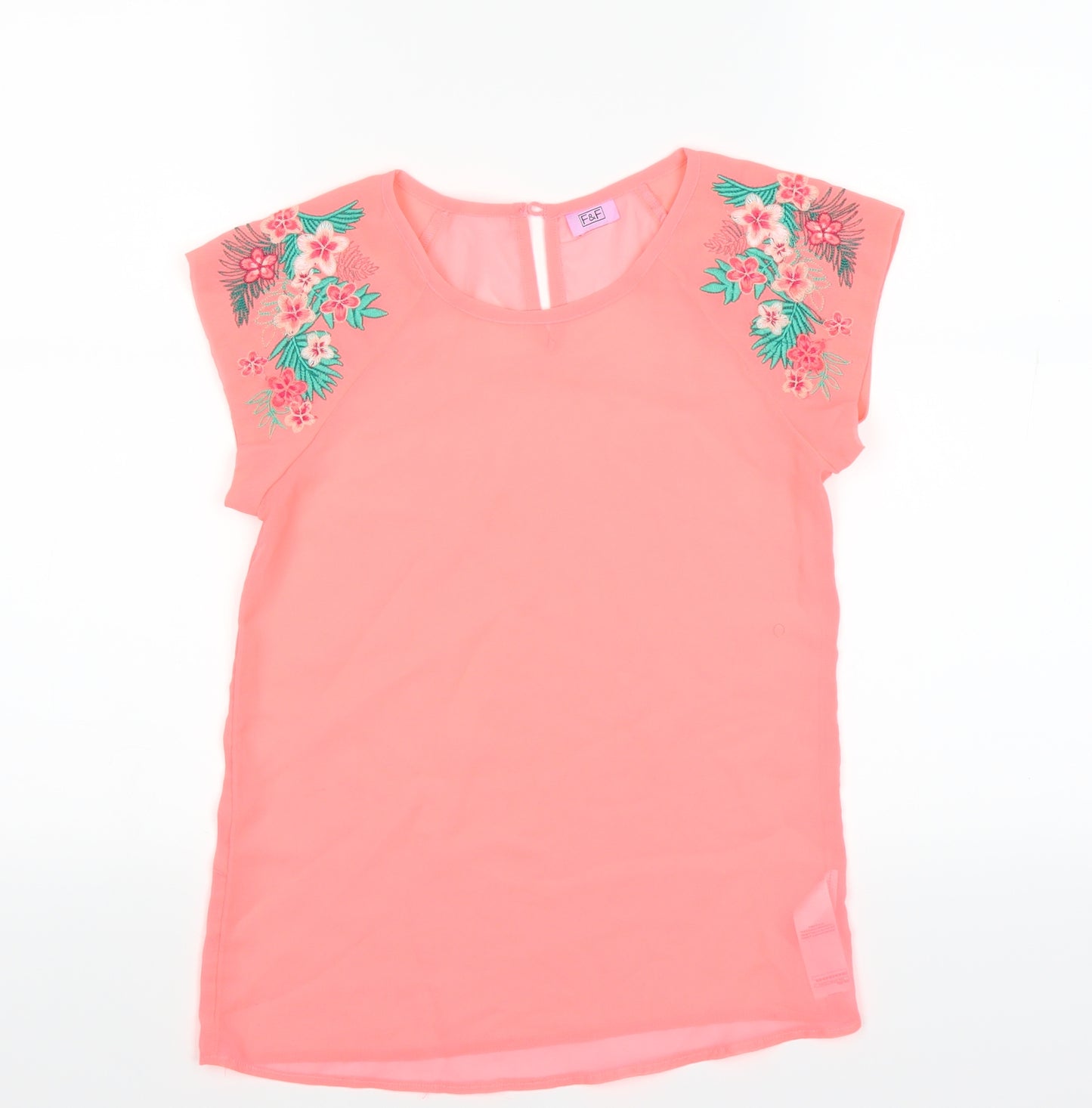 F&F Girls Pink Floral  Basic T-Shirt Size 10 Years