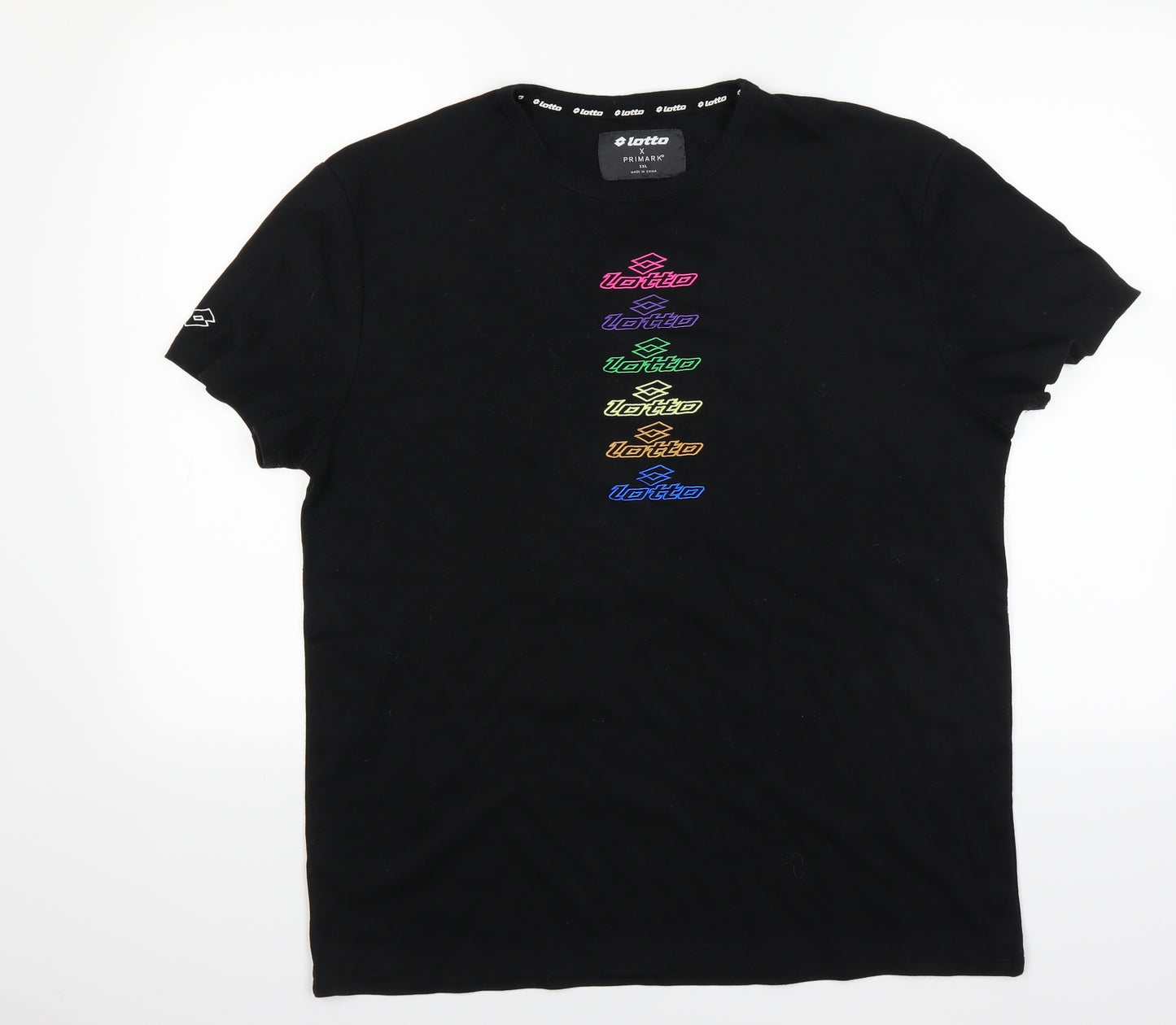 PRIMARK X LOTTO Mens Black    T-Shirt Size 2XL