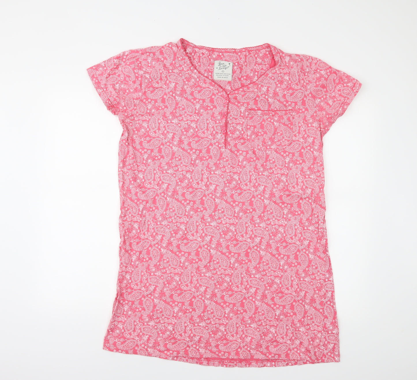 Primark Womens Pink Paisley  Top Nightshirt Size 14