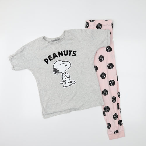 M&S Girls Grey Animal Print  Top Pyjama Set Size 11-12 Years