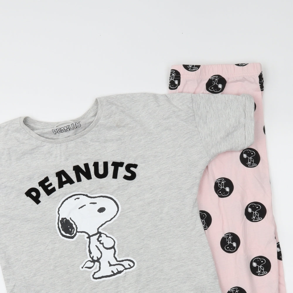 M&S Girls Grey Animal Print  Top Pyjama Set Size 11-12 Years