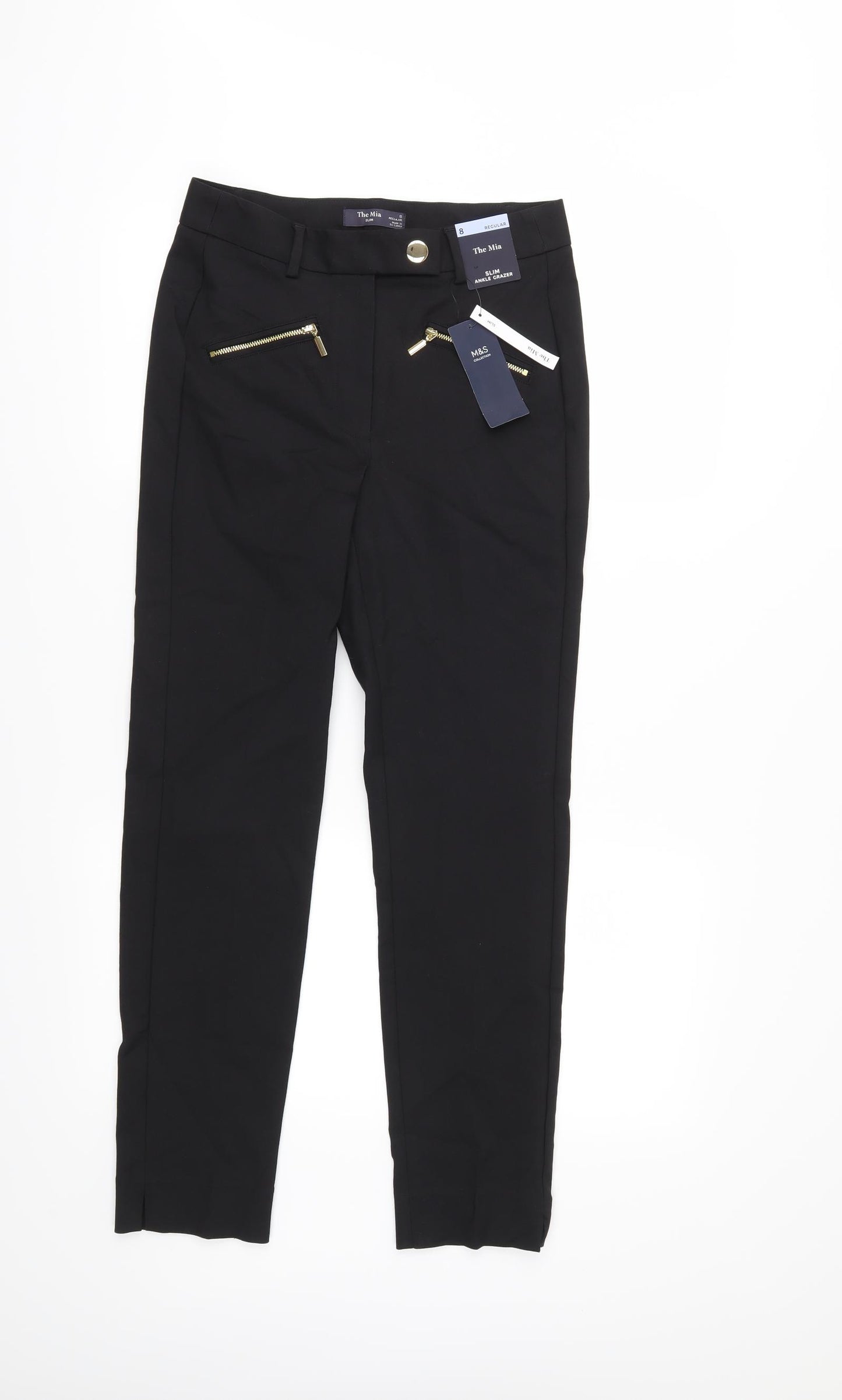 M&S Womens Black   Cropped Trousers Size 8 L27 in
