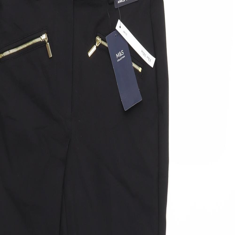 M&S Womens Black   Cropped Trousers Size 8 L27 in