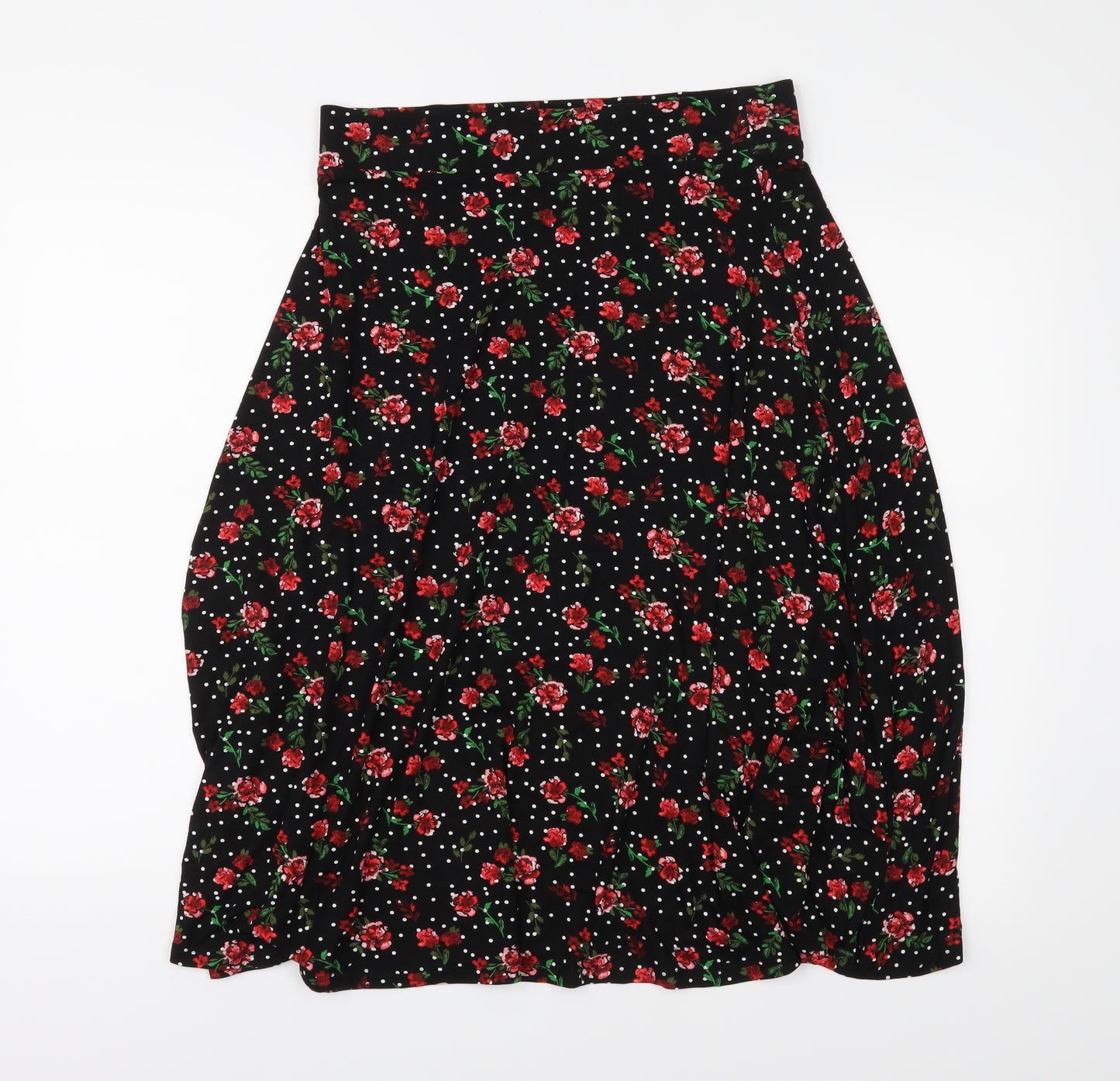 M&S Womens Black Floral  A-Line Skirt Size 12