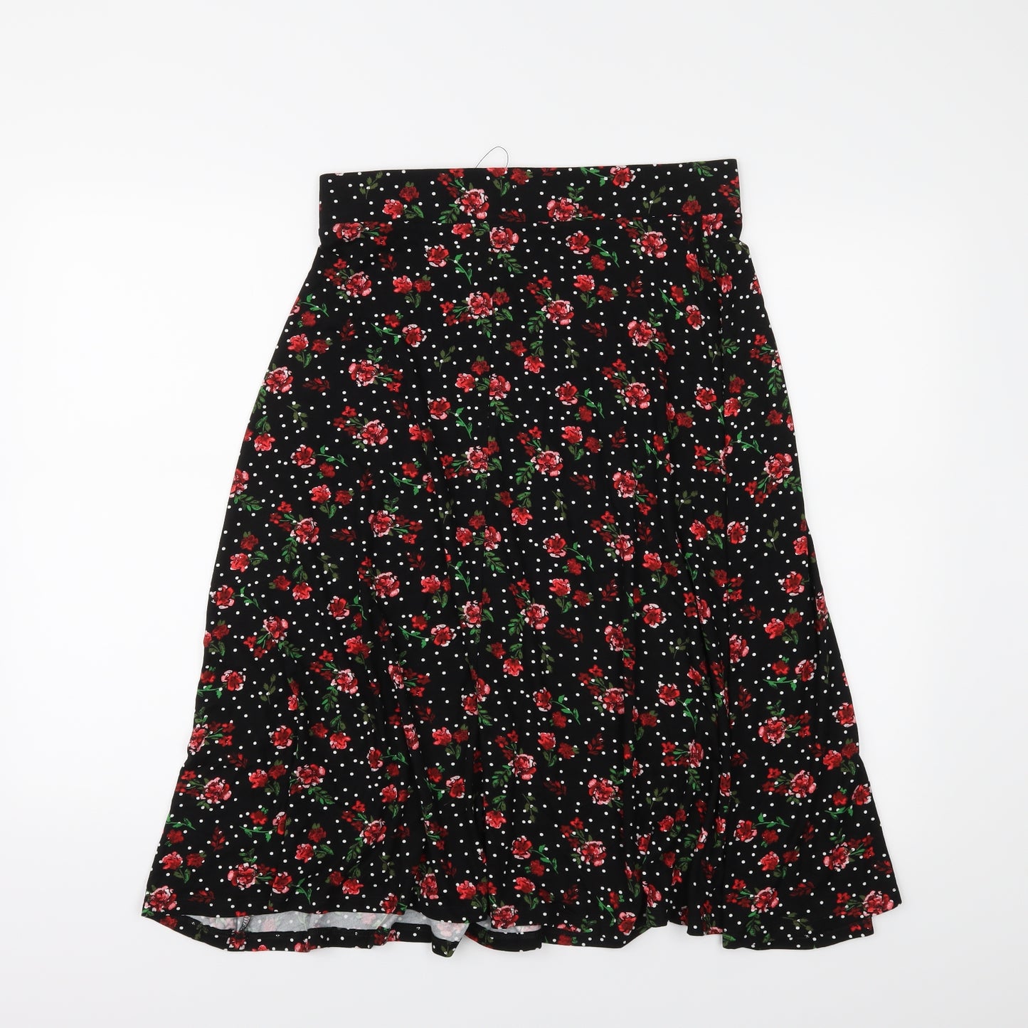 M&S Womens Black Floral  A-Line Skirt Size 12