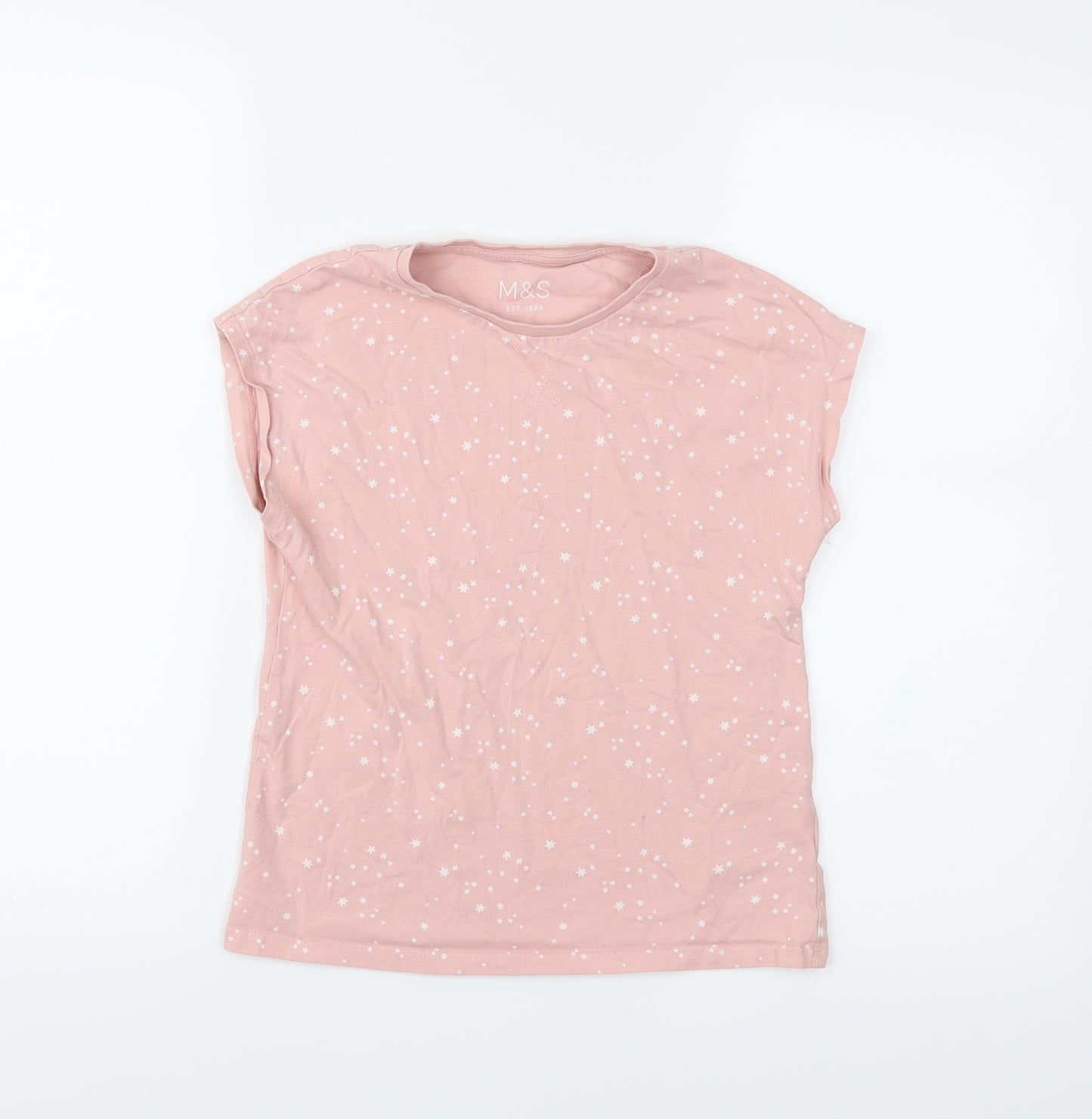 M&S Girls Pink   Basic T-Shirt Size 8-9 Years