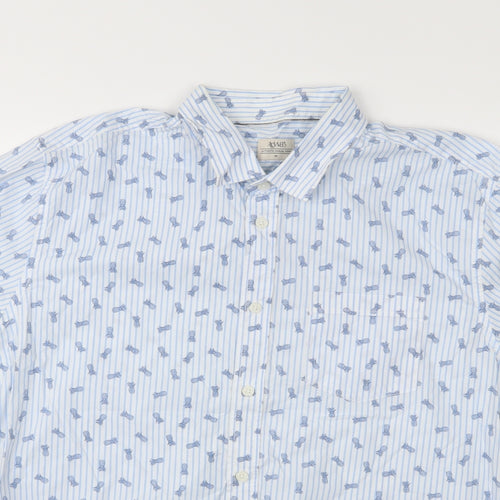 ACW85 Mens Blue Striped   Button-Up Size M