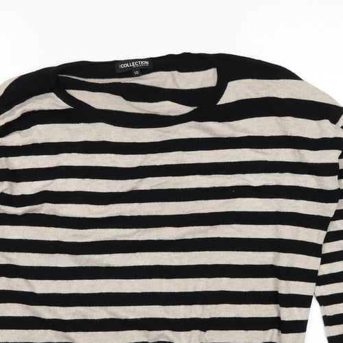 The Collection Womens White Striped  Basic T-Shirt Size 10