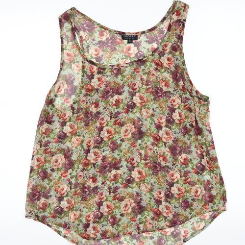 Topshop Womens Green Floral  Basic T-Shirt Size 6